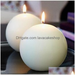 Candles Romantic Unscented White Spherical Candle Valentines Day Home Event Party Decoration Paraffin 1416 Hours Burning Time Drop D Dh1Or