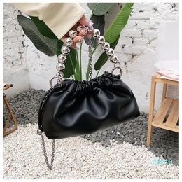 Evening Bags Soft Leather Shoulder Bag Bucket Fashion Drawstring Ladies Chain Crossbody For Women 2023 Handbag Purse