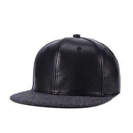 Snapbacks PANGKB Brand Extreme sport CAP black leather snapback hat for men women adult hip hop outdoor casual sun baseball cap wholesale 0105