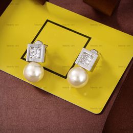 Fashion Stud Earring Gem Luxury Designer Jewellery For Women Mens Letter Earrings 925 Silver Pearl Ear Rings F Piercing Gifts Aretes With Box