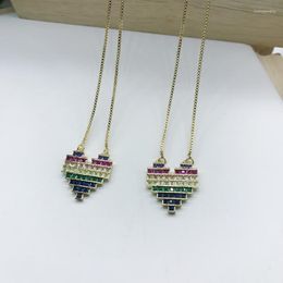 Pendant Necklaces 5pcs/lot Trendy Mixed Colour Zirconia Charm Heart Necklace Box Chain Jewellery