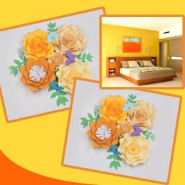 Decorative Flowers Yellow DIY Giant Paper Backdrop 5pcs Leaves 4pcs Butterflies Half Made Flower Wedding & Event Baby Nursery Deco