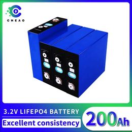 Grade A 3.2V Lifepo4 Battery 200Ah Rechargeable Lifepo4 Cells High Capacity for 12V 24V 48V Solar EV Boat Yacht US EU Duty Free