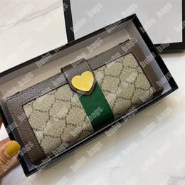 Titular de cartas de grife para mulheres Menas Moda Love Goldle Goletes Lady Coin Burse Luxury Long Note Compartamento Carteira com caixa
