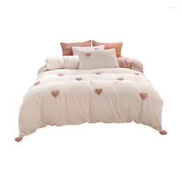 Bedding Sets Cute Girl Heart Thickened Autumn And Winter Milk Fibre Four-Piece Three-Dimensional Love Quilt Cover Thermal Coral Fleece