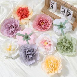 Decorative Flowers 5pcs Artificial Peony Flower Heads Handmade Silk Fake For Home Room Wedding Decoration