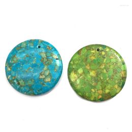 Pendant Necklaces Natural Stone Gem Turquoise Round Vintage Making Crafts DIY Necklace Accessories For Woman 40mm