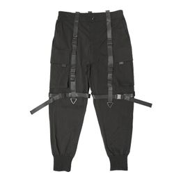 Men's Pants Men Fashion 2023 Black Ribbons Casual Streetwear Gothic Motorcycle Tracksuit Joggers Unique Personality Sweatpants