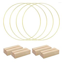 Decorative Flowers 4 PCS 12 Inch Metal Floral Hoop Wreath Ring Centerpiece For Table DIY With Wood Place Card Holders