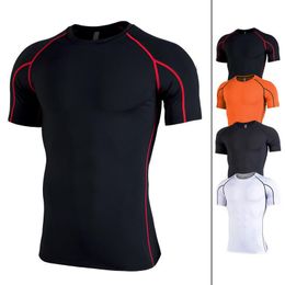 Running Jerseys Men T-shirt Summer Sports Short-Sleeved Fast Drying Training Breathable Compression Jogging Tights Gym Fitness Tracksuit Mal