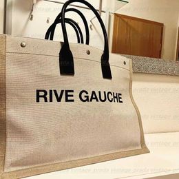 New style shopping bag luxury designer Womens handbags Rive Gauche Tote handbag summer fashion linen Large Beach bags travel Cross body top