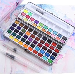 New 90Color Solid Watercolor Paint Portable Basis Pearl Neone Set for Painting Art Supplies