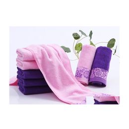 Towel Custom Logo Promotion Gift Superfine Fibre Water Uptake Quick Drying 34X73 Cm Household Towels Peony Pattern Wholesale Drop De Dhbxl