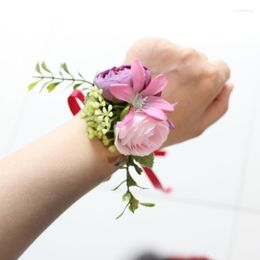 Decorative Flowers Wedding Wrist Artificial Flower Corsages Prom And Pography Props