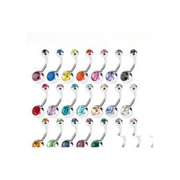 Navel Bell Button Rings Stainless Steel Belly Crystal Rhinestone Body Piercing Bars Jewlery For Womens Bikini Fashion Jewellery Drop Dh4C8