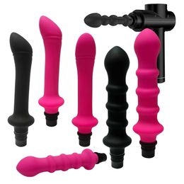 Dildo Automatic Sex Machine Attachements Fascia Gun Massage Head to Silicone Dildo Sex Toys for Men Women Vibrators Penis Masturbation 0804
