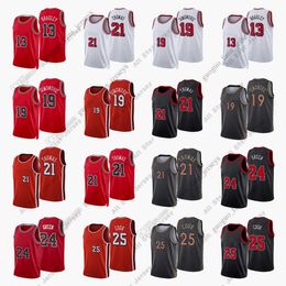 Basketball Jerseys Basketball Jerseys Custom Printed 2022 New City Basketball Jerseys 13 Bradley 19 Simonovic 21 Thomas 24 Green 25 Cook Red White Black High