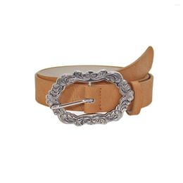 Belts 2023 Luxury Alloy Buckle For Women Casual Light Brown Faux Leather Decor Accessories Fashion Jeans Waist Straps Female