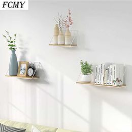 Punch-free Wall Decoration Shelf Storage Rack Hanging Basket for Bedroom Living Room Organiser Floating Metal Wire Display