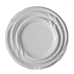 Plates Bone China Suit Round Pure White Moonlight Plate Restaurant El Microwave Oven Flat