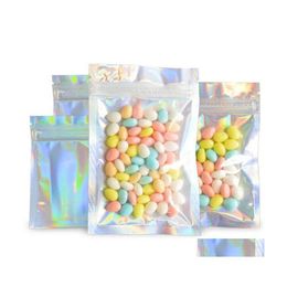 Packing Bags Resealable Plastic Retail Foodgrade Packaging Holographic Aluminium Foil Pouch Smell Proof Mylar Bag For Food Storage 2T Dhn79