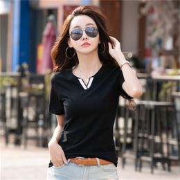 Home Apparel New Korean Summer Fashion V-neck Short Sleeve Slim T-shirt Female Slims Bottoming Shirt Student Slim Top Factory Direct Sales Women Clothing