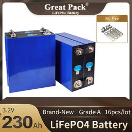 Rechargeable 16PCS 3.2V 230Ah Brand New Grade A LiFePO4 Battery Cell Deep Cycle 100% Full Capacity Lithium Ion Phosphate