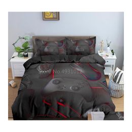 Bedding Sets 3Pcs 3D Digital Gamer Printing Set Duvet Er With Pillowcases Us/Eu/Au Size Twin Double Fl Queen King Teens Gifts Drop D Dhopk