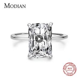 Classic Rectangular Cutting Clear CZ Ring Solid 925 Sterling Silver Luxury Finger Rings For Women Wedding Fine Jewellery