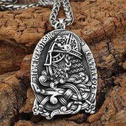 Pendant Necklaces Punk Men Antique Silver Color Viking Oidn Anchor Necklace Norse Stainless Steel Metal Chain Male Charms For Jewelry Gift