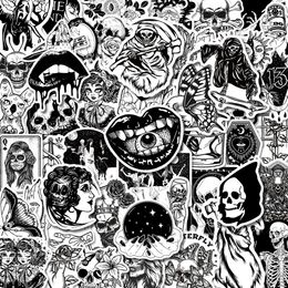 50PCS Black White Gothic Style Horror Skeleton Graffiti DIY Laptop Luggage Guitar Skateboard Car Decal Kid Toy Stickers Wholesale