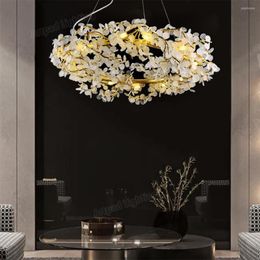 Pendant Lamps Hanging Light Fixture Decorative Exterior Dining Room Bar El Crystal Glass LED Lamp Lighting
