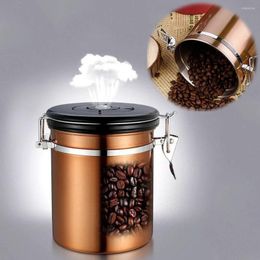 Storage Bottles 1.5/1.8L Coffee Bean Tea Container Canister Airtight Stainless Steel Vent Valve Food Jar Box Damp Proof Kitchen Supplies