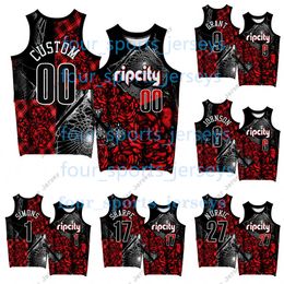 Basketball Jerseys Custom 3D printing Basketball Black Rose Garden Exclusive Edition Damian Lillard Jerami Grant Josh Hart Keon Johnson Anfernee Simons Shaedon