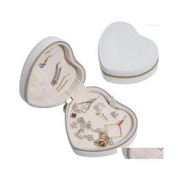 Jewelry Pouches Bags Pouches Heart Shape Portable Jewellery Box Travel Organizer Pu Leather 652B Drop Delivery Packaging Display Dh9Xy
