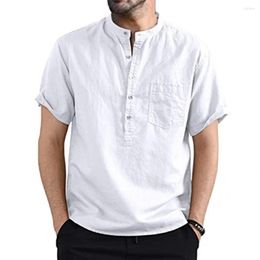 Men's Casual Shirts Soft Short Sleeve Shirt All-matched 4 Sizes Stand Collar Tops