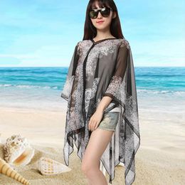 Scarves Spring Summer Vary Versatile Magic Chiffon Shawl Sunscreen Beach Towel Thin Translucency Printing Fashion Korean Women Scarf D3