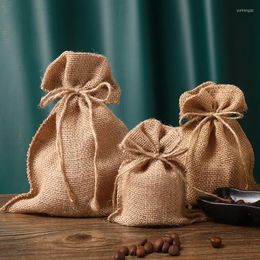 Jewellery Pouches 2 PCS Jute Drawstring Natural Burlap Bag Gift Bags Spot Bundle Pocket Dried Fruit Grain Storage