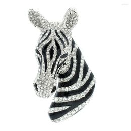 Brooches Rhinestone Crystals Zebra Head Brooch Pins Broach Women Jewellery Accessories FA5065