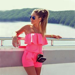 Casual Dresses Womens Beach 2023 Summer Women Fashion Ruffles Strapless Waist Tightening Candy Color Dress