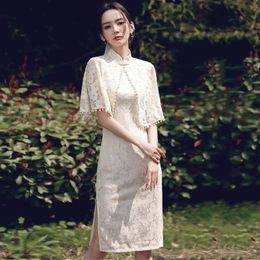 Ethnic Clothing Women Chinese Style Lace Dress Cheongsam Elegant Vintage High-End Robe China Modern Fairycore Qipao Vestidos Casual