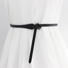 Belts Decorative Knotted Belt Women's Korean Version With Dress Pu Thin Retro Ins Wind Narrow Straps Designer