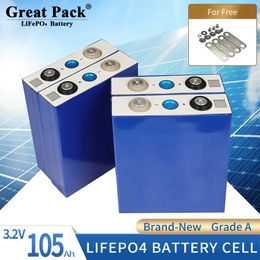 LiFePO4 Rechargeable 100% Full Capacity Battery Cell 32PCS 3.2V 105Ah Brand New Grade A Deep Cycle Home Energy Power Bank for RV