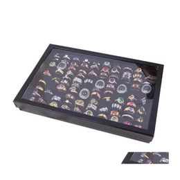 Jewellery Pouches Bags Pouches Veet 100 Slots Ring Earrings Display Box Showcase Storage Case Holder Tray Organiser Boxes With Lid Lx Dhgrp