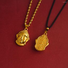 Pendant Necklaces Men's Necklace 24K Gold Hollow Buddhist Not Change Color Amitabha Pray Faith Women Amulet Jewelry Gifts