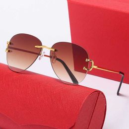 Luxury Designer Sunglasses Mens Womens Polarized uv Protection Retro Eyeglass Gold Sun glasses Frameless Gradient Sunglass Men Eyeglasses good