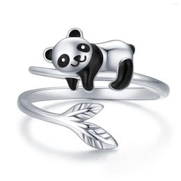 Wedding Rings 2 Harong Creative Trend Lifelike Cute Panda Bamboo Ring Animal Open For Girl Women Men Party Jewellery Gift