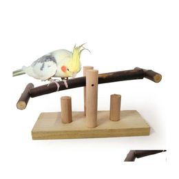 Other Bird Supplies Parrot Biting Toy Wooden Seesaw Standing Lever Springboard Swing 2021 Drop Delivery Home Garden Pet Dh4Vn