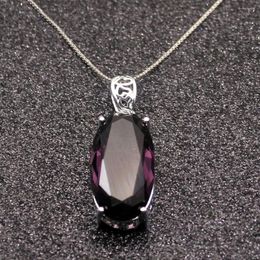 Pendant Necklaces Hermosa Oval Shape Unique PurpleAmethyst Silver Colour For Women Charms Chain Necklace 20 Inch