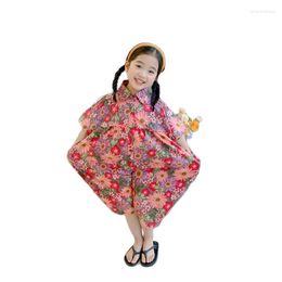 Girl Dresses Korean Children's Clothing 2023 Summer Jumpsuit Girls Foreign Style Floral Cotton Pants